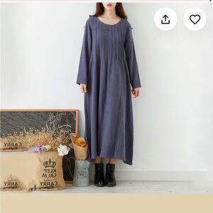 Muslin 100% Organic Cotton Hand Tailored Midi Dress.